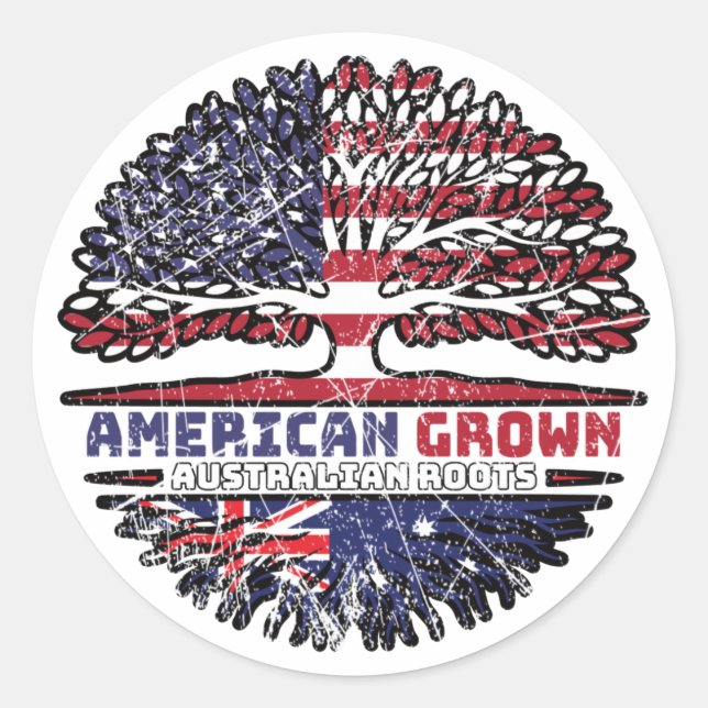 Australia Australian US American USA United States Classic Round Sticker (Front)