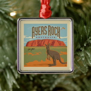 Australia   Ayers Rock Kangaroos Metal Tree Decoration
