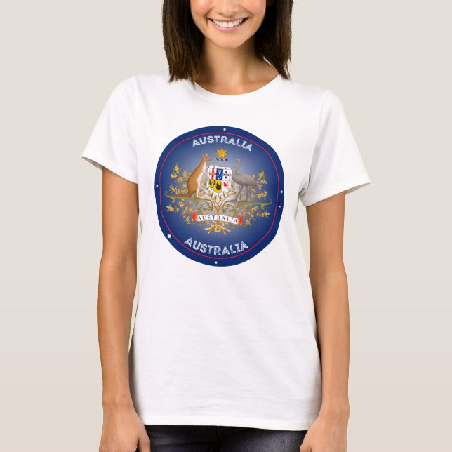 Australia Coat of Arms Circle Shape T-Shirt (Front)