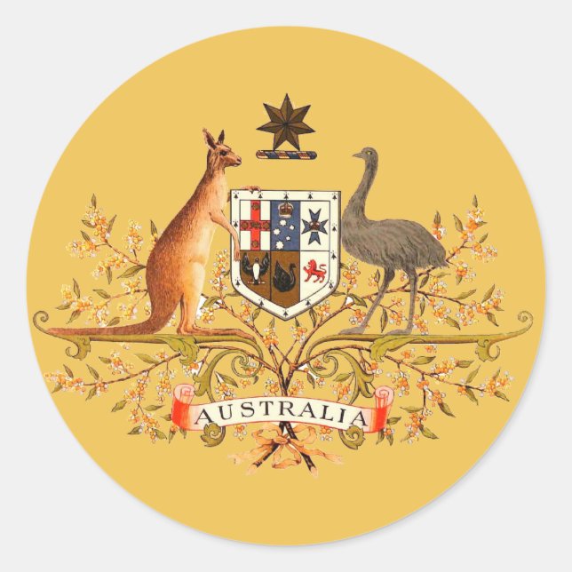 australia coat of arms classic round sticker (Front)