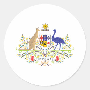 Australia Coat Of Arms Classic Round Sticker