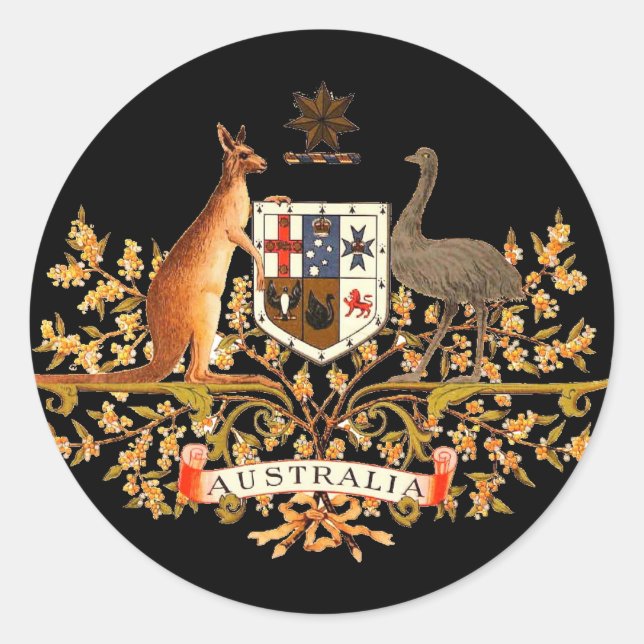 australia coat of arms classic round sticker (Front)