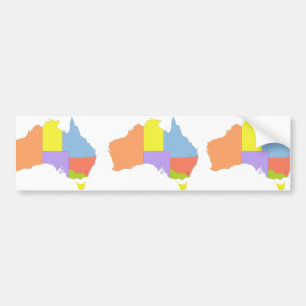 Australia Colour Map, Australia Bumper Sticker
