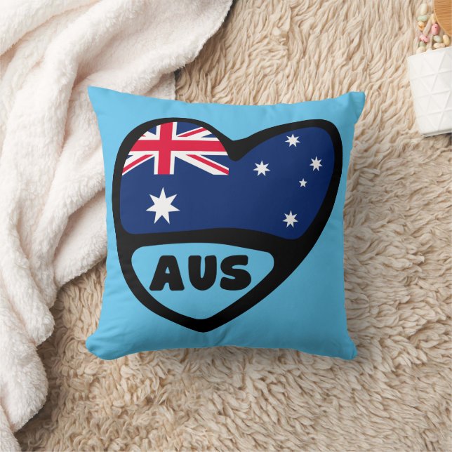 Australia Country Code Flag Heart AUS Cushion (Blanket)