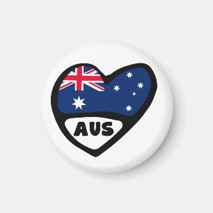 Australia Country Code Flag Heart AUS Magnet