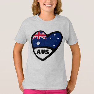 Australia Country Code Flag Heart AUS T-Shirt