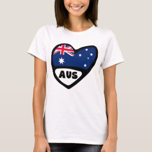 Australia Country Code Flag Heart AUS T-Shirt