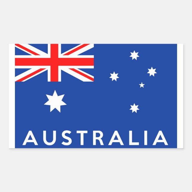 australia country flag symbol name text rectangular sticker (Front)