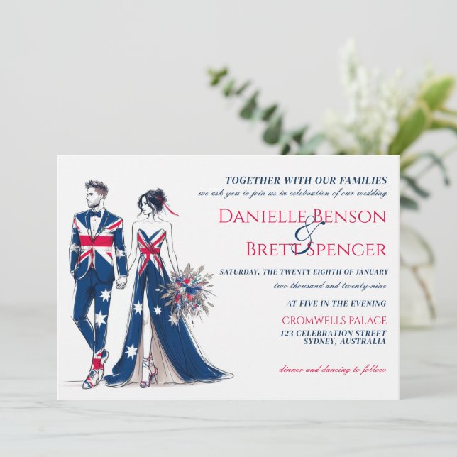 Australia Couple Wedding Invitation (Standing Front)
