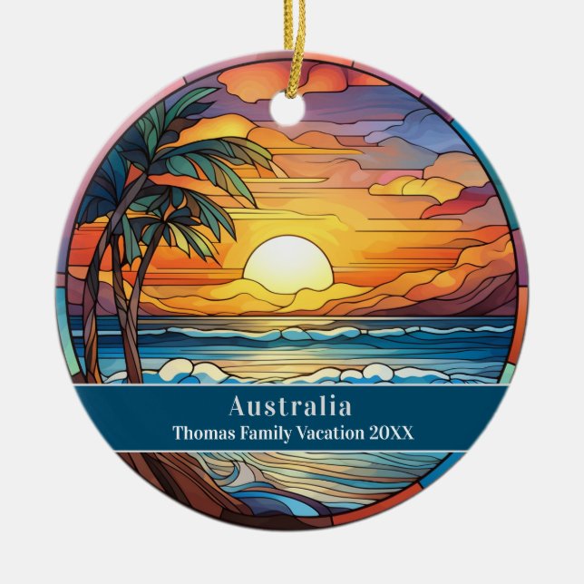 Australia Custom Beach Vacation Ceramic Tree Decoration (Front)