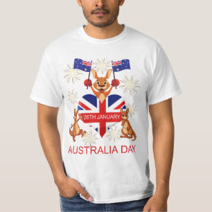AUSTRALIA DAY 26TH JANUARY KANGAROOS, FLAGS, HEART T-Shirt