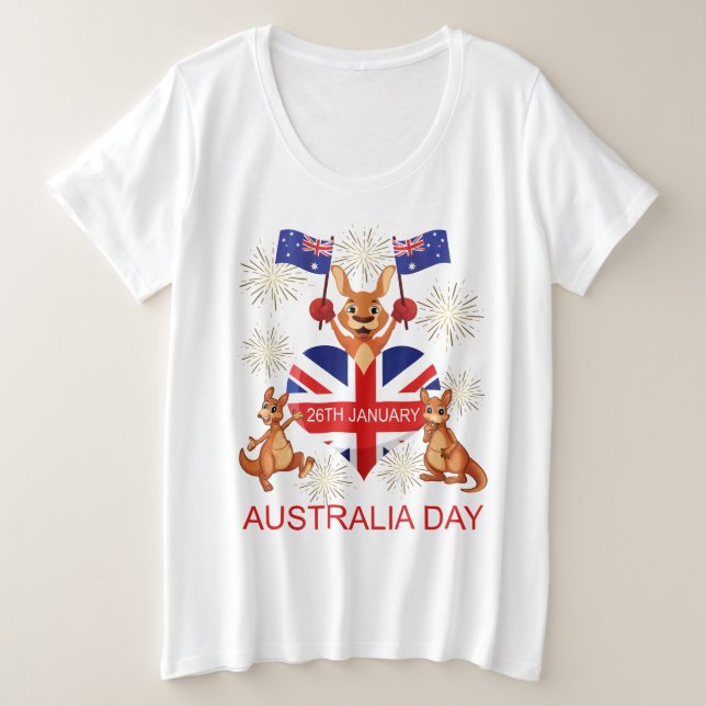 AUSTRALIA DAY 26TH JANUARY, KANGAROOS, WOMEN'S PLUS SIZE T-Shirt (Design Front)