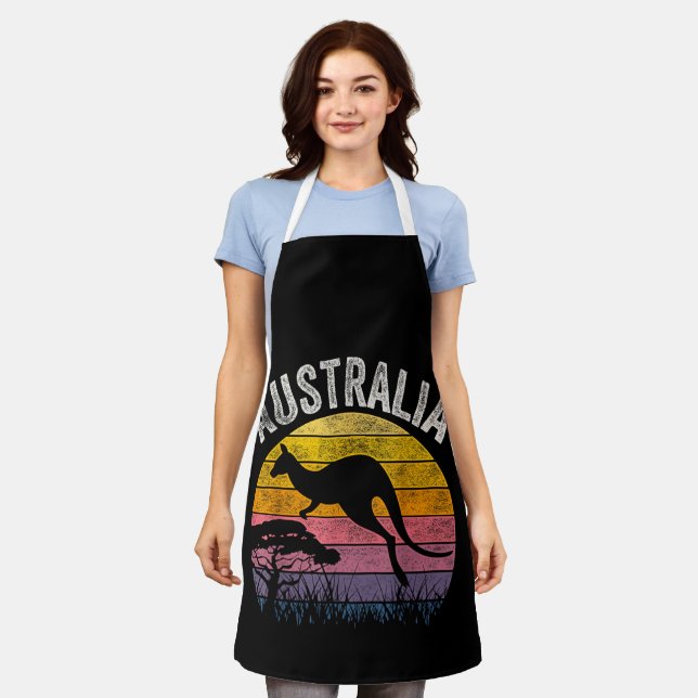 Australia Day Funny Australian Kangaroo Vintage Apron (Worn)