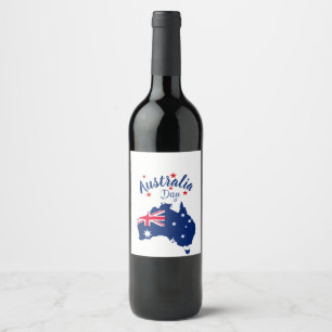 Australia Day Red Blue and White Wine Label