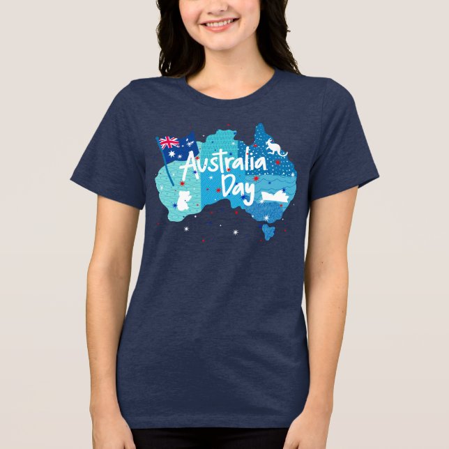 Australia Day Shimmer Map Women's Tri-blend Tee (Front)