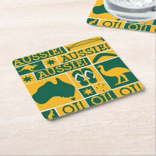 Australia Day Square Paper Coaster