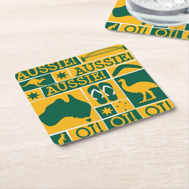 Australia Day Square Paper Coaster (Angled)