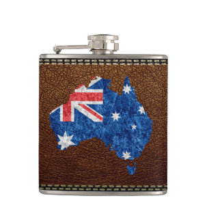 Australia Flag and Map Hip Flask