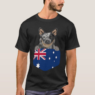 Australia Flag Australian Cattle Dog Dog In Pocket T-Shirt