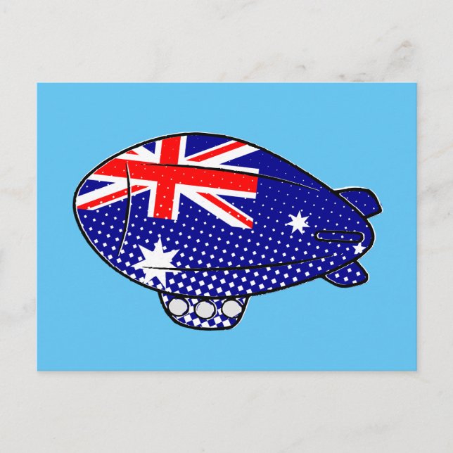 Australia Flag Blimp Balloon In Blue Sky Custom Postcard (Front)