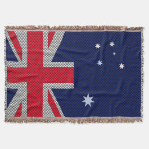 Australia Flag Design in Carbon Fibre Chrome Decor Throw Blanket