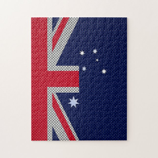 Australia Flag Design in Carbon Fibre Chrome Style Jigsaw Puzzle (Vertical)