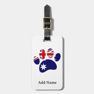 Australia Flag Dog Paw Print Luggage Tag