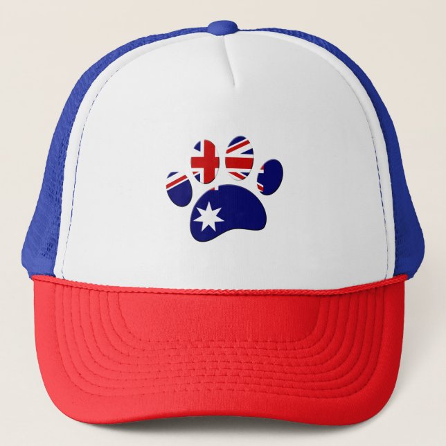 Australia Flag Dog Paw Print Trucker Hat (Front)