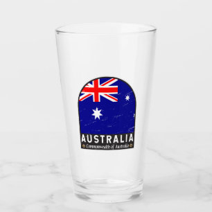 Australia Flag Emblem Distressed Vintage Glass