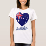 Australia Flag Heart T-Shirt<br><div class="desc">The flag of Australia rendered on a heart to show your love for the old country.
When selecting this item on clothing, please be aware that any white parts may not appear as white on lighter fabrics, and dark fabrics should be chosen to contrast with the design.</div>