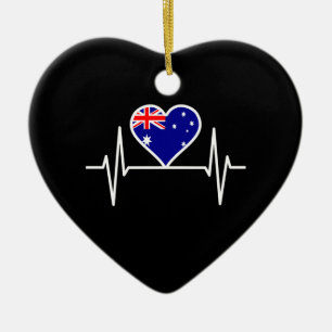 Australia Flag Heartbeat Ceramic Tree Decoration