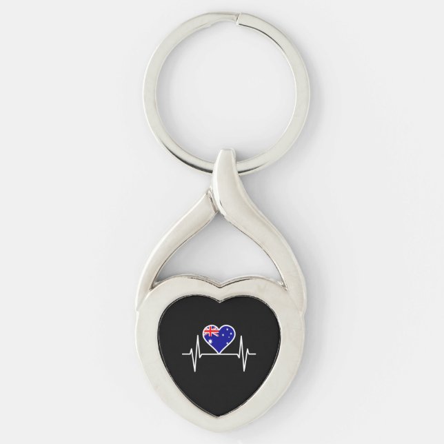 Australia Flag Heartbeat Key Ring (Front)