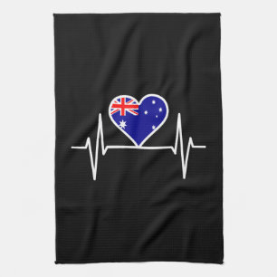 Australia Flag Heartbeat Tea Towel