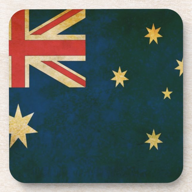 Australia Flag in Grunge Coaster (Front)