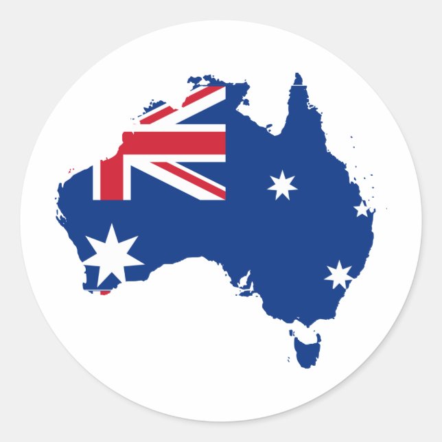 Australia Flag in the shape of Australia Classic Round Sticker (Front)