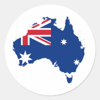 Australia Flag in the shape of Australia Classic Round Sticker