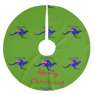 Australia Flag Kangaroo Thunder_Cove Brushed Polyester Tree Skirt
