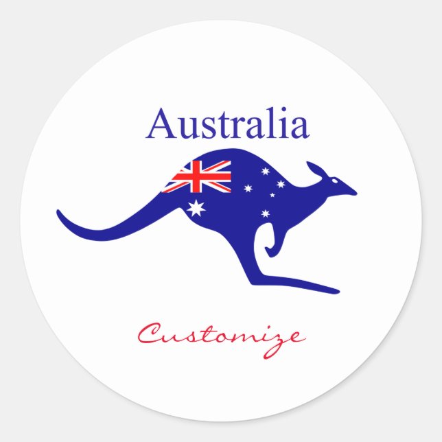 Australia Flag Kangaroo Thunder_Cove Classic Round Sticker (Front)