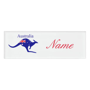 Australia Flag Kangaroo Thunder_Cove Name Tag
