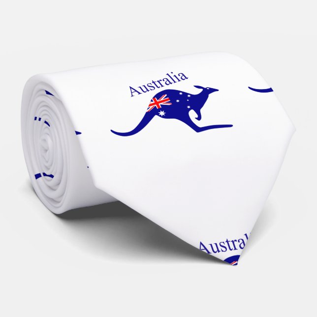 Australia Flag Kangaroo Thunder_Cove Tie (Rolled)