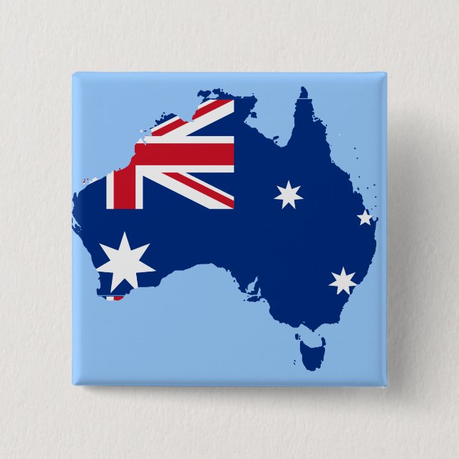 australia flag map 15 cm square badge (Front)