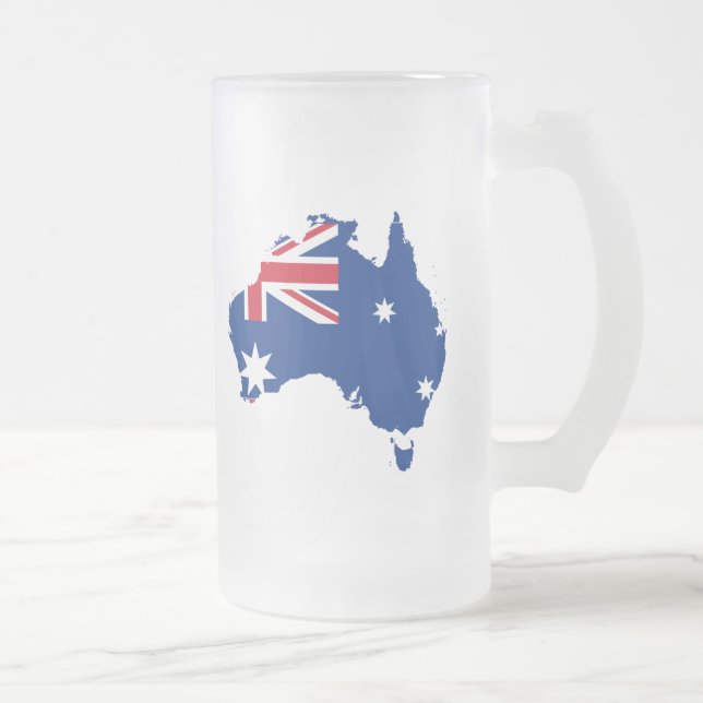 australia flag map frosted glass beer mug (Right)