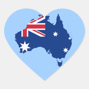 australia flag map heart sticker