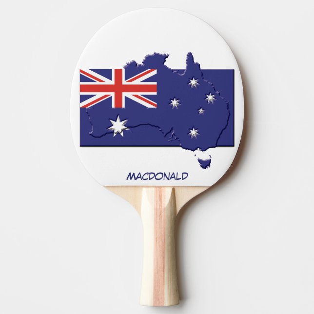 AUSTRALIA FLAG & MAP Personalised Ping Pong Paddle (Front)