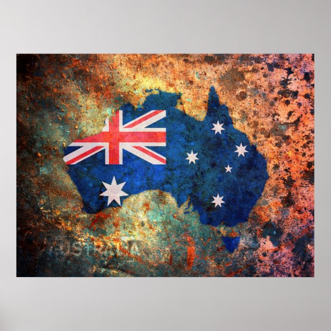 Australia Flag Map Poster (Front)