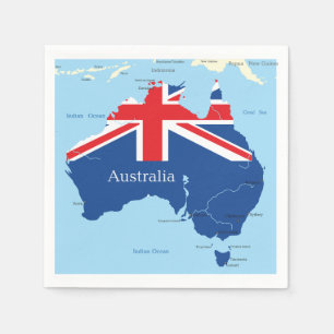 Australia Flag Map Silhouette Napkin