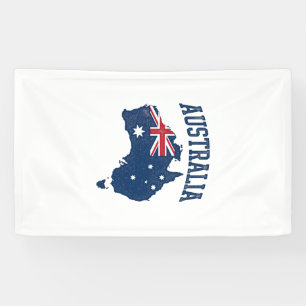 Australia Flag Map Vintage Distressed Graphic_1 Banner