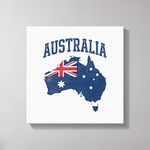 Australia Flag Map Vintage Distressed Graphic_1 Canvas Print