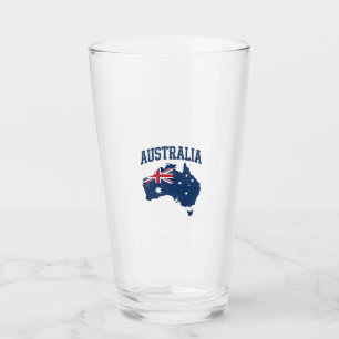 Australia Flag Map Vintage Distressed Graphic_1 Glass