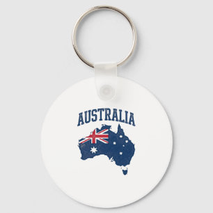 Australia Flag Map Vintage Distressed Graphic_1 Key Ring